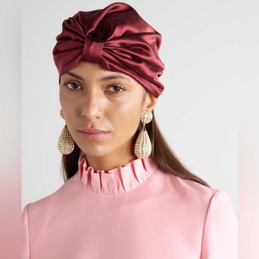 VALENTINO GARAVANI 100% Silk Turban Light Peach/Blush Color Made in Italy - Picture 8 of 10